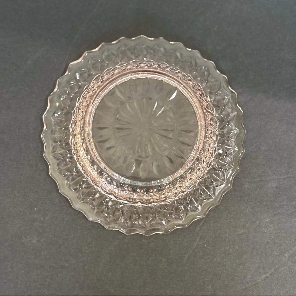 Jeanette Pink Depression Era Glass Holiday Buttons & Bows Butter Dish Base 6''